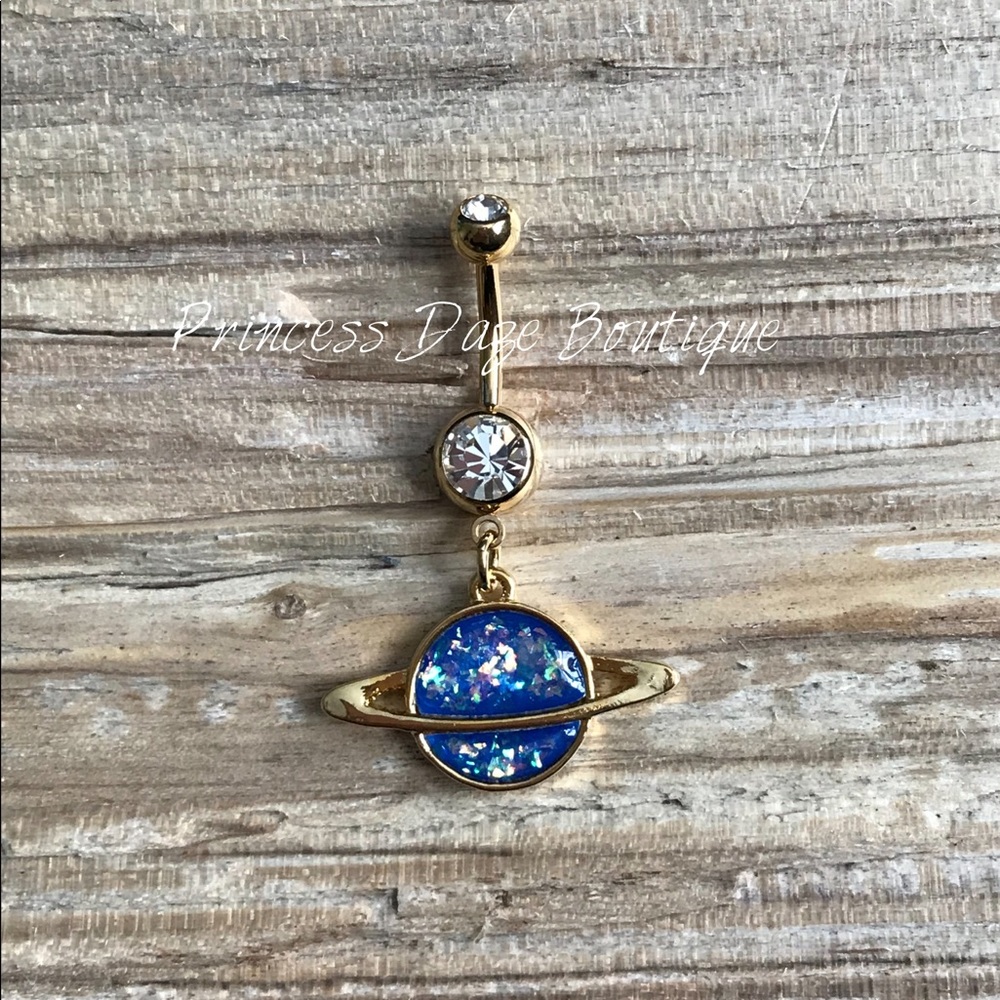 Gold Opal‎ Planet Belly Button Ring